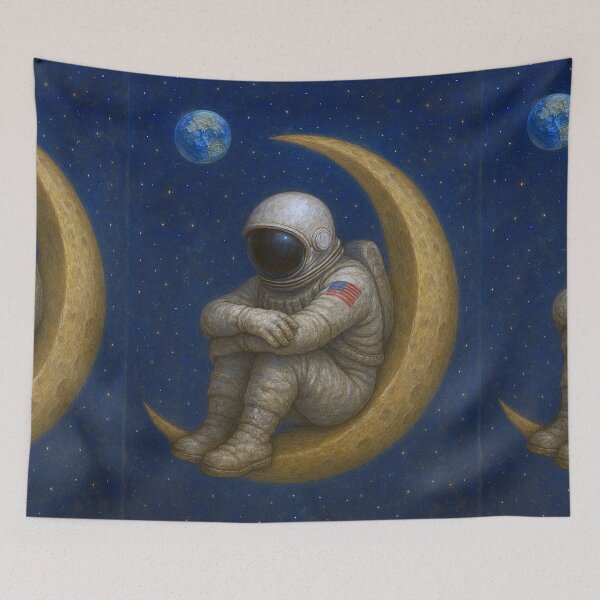 Item preview, Astronaut Painting – Alone on the Moon designed and sold by GalleryKauffeld.