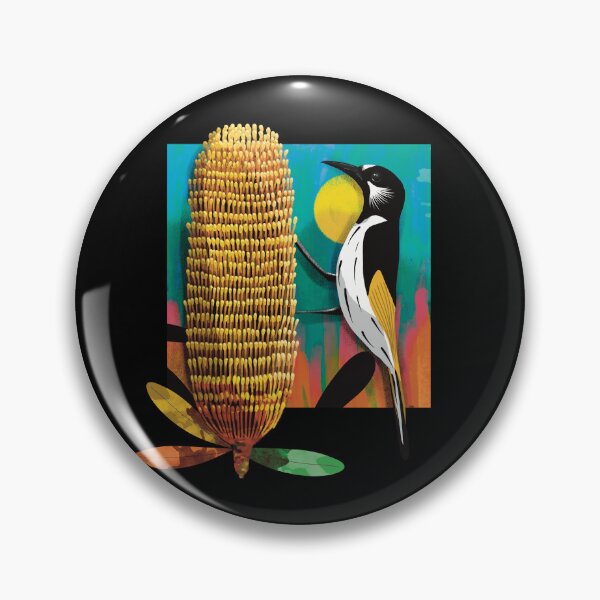 Item preview, White Cheeked Honeyeater and Yellow Banksia Flower designed and sold by Karin Taylor.