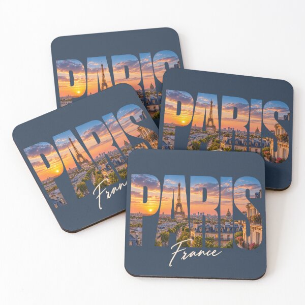 Item preview, Paris France Sunset Skyline – Eiffel Tower Photo Typography designed and sold by MetaModel Editions.
