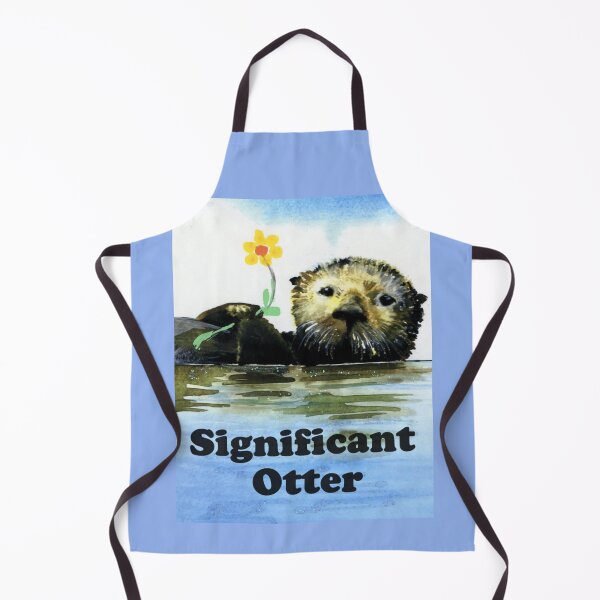Item preview, Otter and a flower with the words Significant Otter, original watercolor. designed and sold by aswoa.