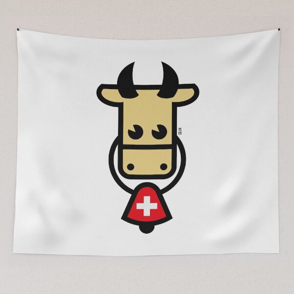Item preview, Swiss Cow With Bell (Switzerland / Flag / 4C) designed and sold by Roderix.