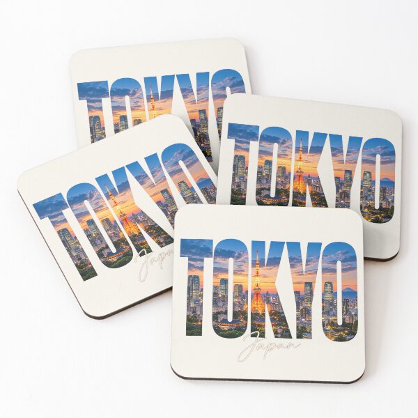 Aperçu de l'œuvre Skyline de Tokyo au coucher du soleil – Typographie photo de la Tour de Tokyo créée et vendue par MetaModel Editions.