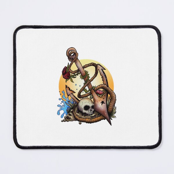 Item preview, Vintage Nautical Anchor Skull and Roses Tattoo Art designed and sold by NoemiOReilly.
