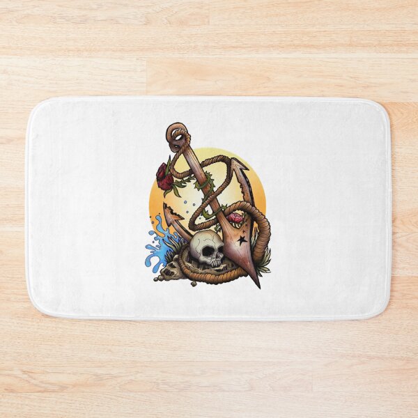 Item preview, Vintage Nautical Anchor Skull and Roses Tattoo Art designed and sold by NoemiOReilly.