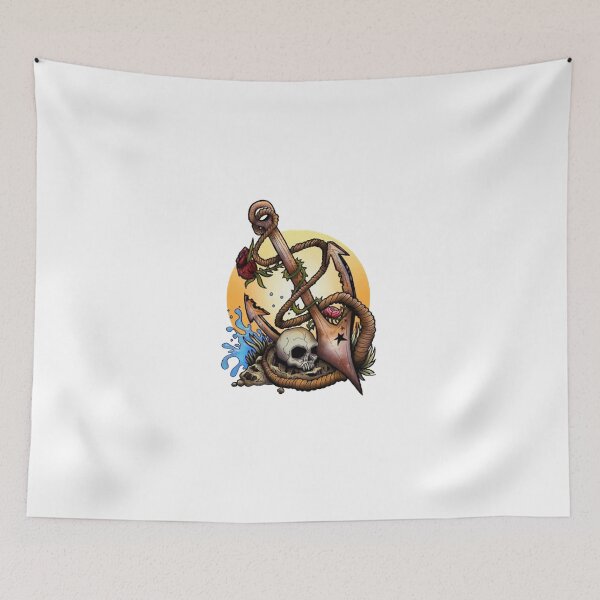 Item preview, Vintage Nautical Anchor Skull and Roses Tattoo Art designed and sold by NoemiOReilly.