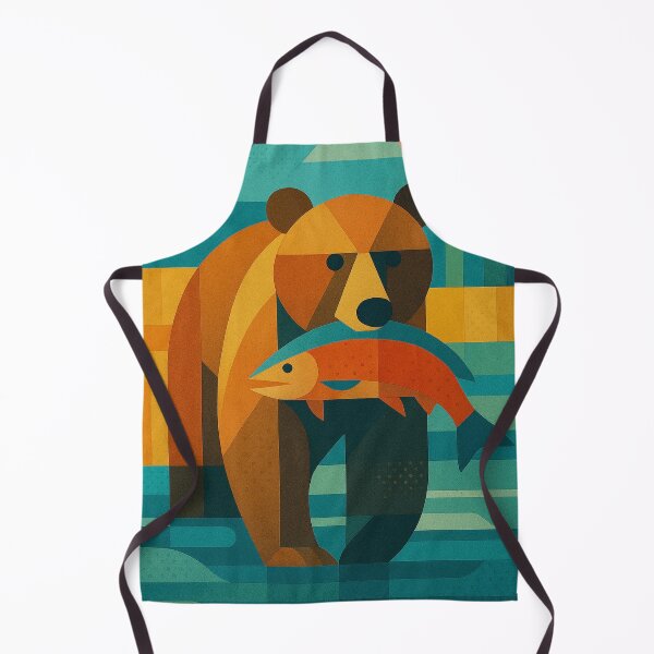 Item preview, Bear with salmon in mouth - a Geometric illustration. designed and sold by GalleryKauffeld.