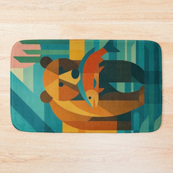 Item preview, Bear with salmon in mouth - a Geometric illustration. designed and sold by GalleryKauffeld.
