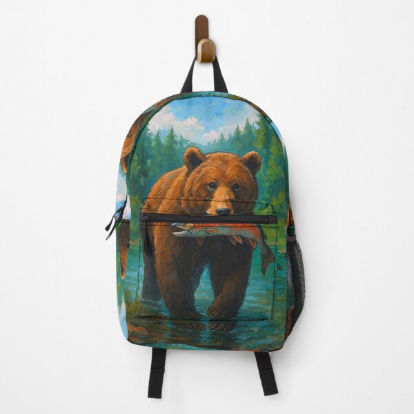 Item preview,  Bear with salmon in mouth painting designed and sold by GalleryKauffeld.