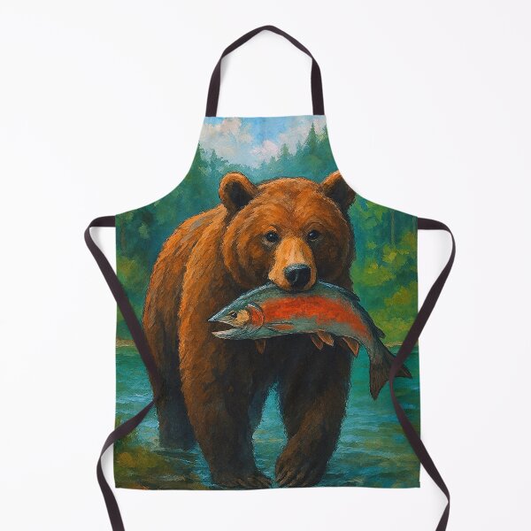 Item preview,  Bear with salmon in mouth painting designed and sold by GalleryKauffeld.