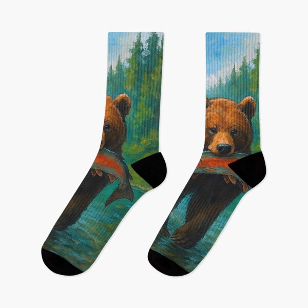 Item preview,  Bear with salmon in mouth painting designed and sold by GalleryKauffeld.