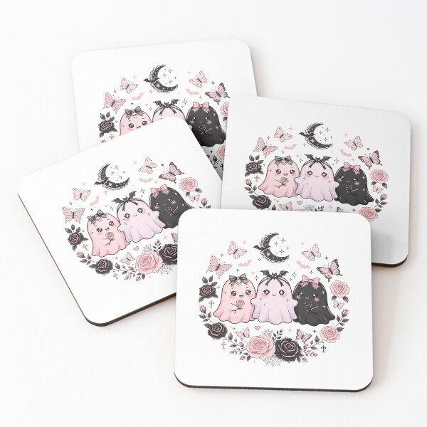 Item preview, Cute Pink Black Ghosts Halloween - Coquette Spooky Aesthetic designed and sold by Mittu96.