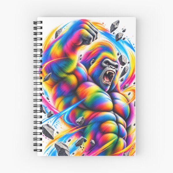Item preview, Rainbow Gorilla Power – Colorful Airbrush Gorilla Art, Fierce Primate Street Art - PLUSHIWORLD designed and sold by PLUSHIWORLDtm.
