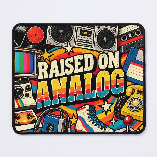 Item preview, Raised on Analog Retro 80s 90s Vintage Technology Nostalgia T-Shirt designed and sold by DesignArtist.ia.