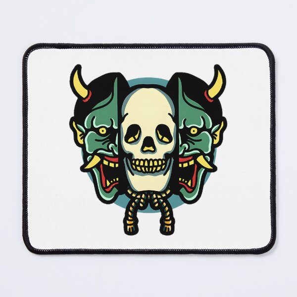 Item preview, Skull in Oni Mask Design with Japanese Demon Aesthetic designed and sold by Brimitive.