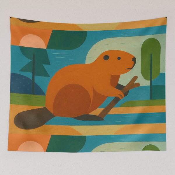 Item preview, Beaver in nature - a Geometric illustration. designed and sold by GalleryKauffeld.
