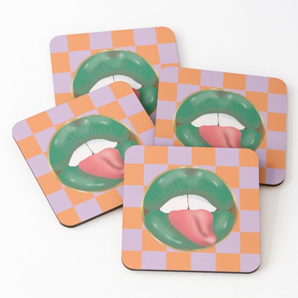 Item preview, Rebel Lips Pop Art – Duotone blocks lilaorange Green Lips designed and sold by GoldenRebels.