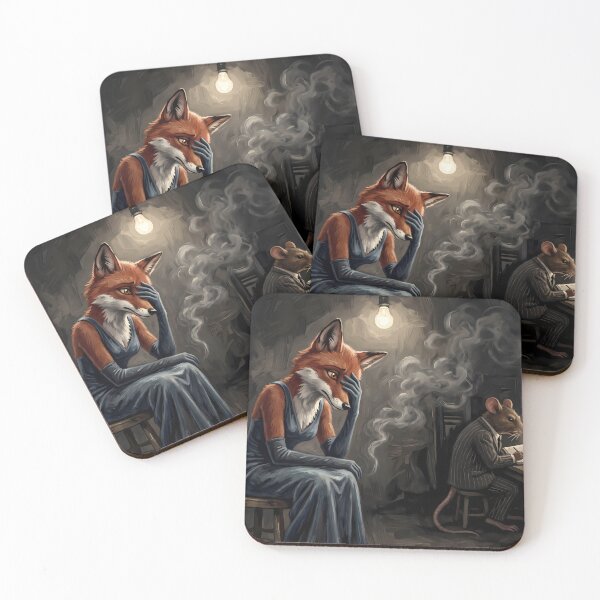 Item preview, The Interrogation | Noir Fox Lady & Mobster Rats Art designed and sold by ThegrayInterval.
