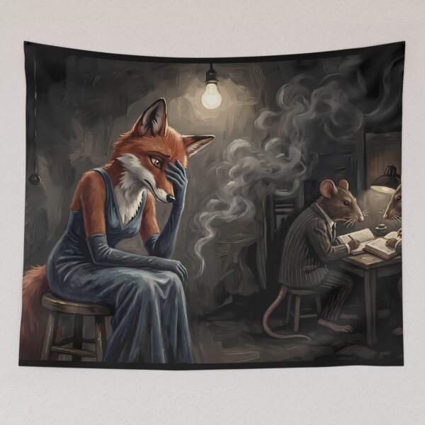 Item preview, The Interrogation | Noir Fox Lady & Mobster Rats Art designed and sold by ThegrayInterval.