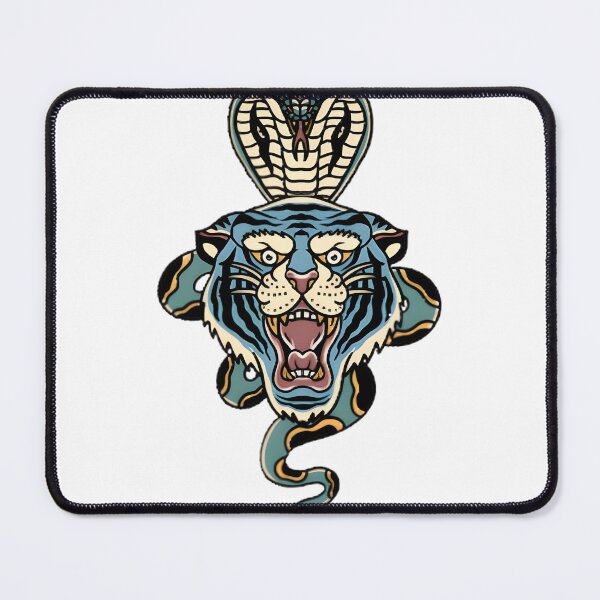Item preview, Tiger and Cobra Tattoo Design with Bold Contrast and Intricate Details designed and sold by Brimitive.