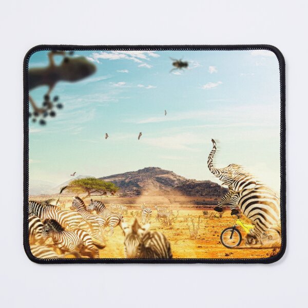 Item preview, Zebra elephant on a bicycle in the savannah designed and sold by Man-Made-Art.