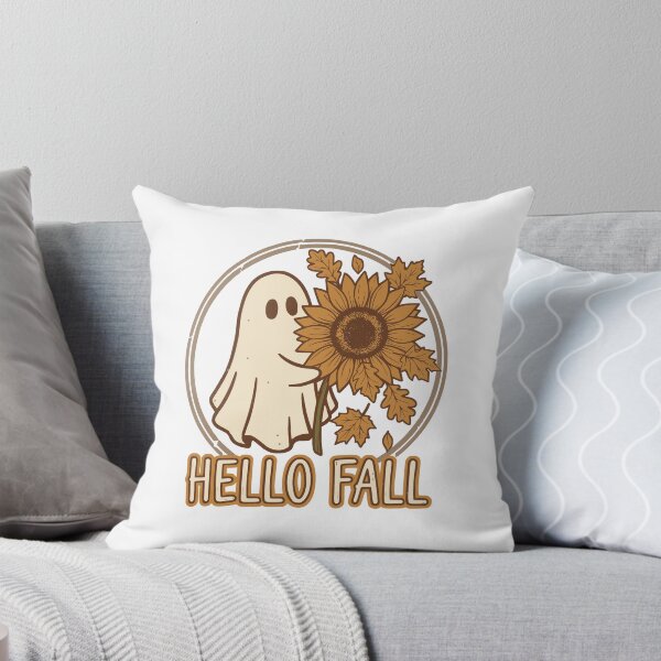 Item preview, Hello Fall Ghost Sunflower Cute Spooky Autumn Halloween Thanksgiving Retro Fall Season Aesthetic T-shirt and sticker designed and sold by Billium Halder.