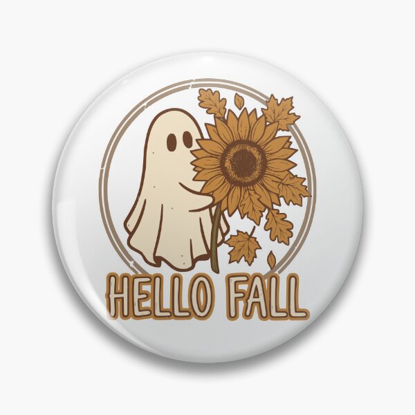 Item preview, Hello Fall Ghost Sunflower Cute Spooky Autumn Halloween Thanksgiving Retro Fall Season Aesthetic T-shirt and sticker designed and sold by Billium Halder.