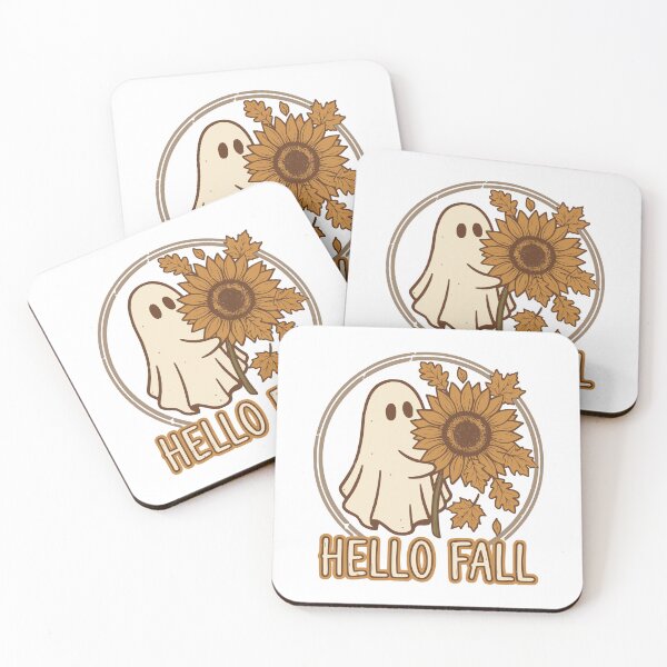 Item preview, Hello Fall Ghost Sunflower Cute Spooky Autumn Halloween Thanksgiving Retro Fall Season Aesthetic T-shirt and sticker designed and sold by Billium Halder.