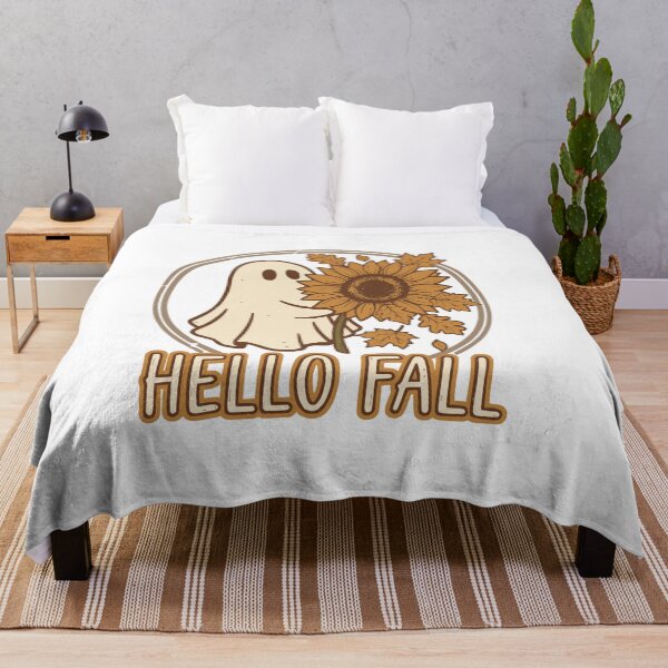 Item preview, Hello Fall Ghost Sunflower Cute Spooky Autumn Halloween Thanksgiving Retro Fall Season Aesthetic T-shirt and sticker designed and sold by Billium Halder.