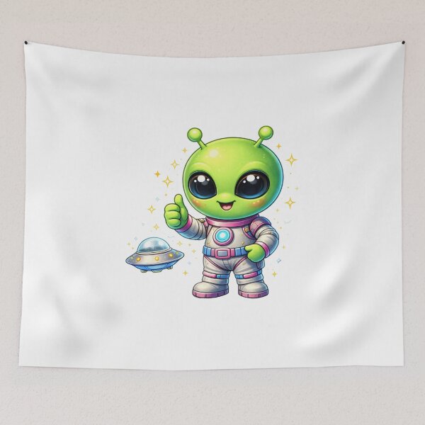 Item preview, Cute Alien Astronaut With UFO Space Explorer Design. designed and sold by The-T-In-Retro.