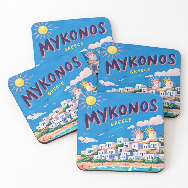 Item preview, Travel poster of Mykonos - Greece with beach, sea and houses designed and sold by PrintableTravel.