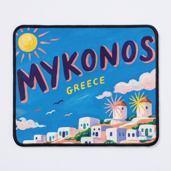 Item preview, Travel poster of Mykonos - Greece with beach, sea and houses designed and sold by PrintableTravel.