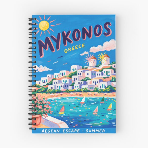 Item preview, Travel poster of Mykonos - Greece with beach, sea and houses designed and sold by PrintableTravel.