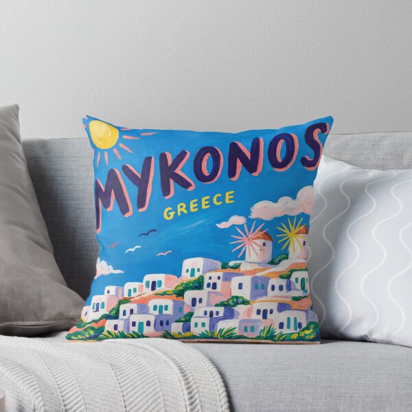 Item preview, Travel poster of Mykonos - Greece with beach, sea and houses designed and sold by PrintableTravel.