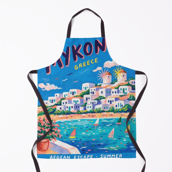 Item preview, Travel poster of Mykonos - Greece with beach, sea and houses designed and sold by PrintableTravel.