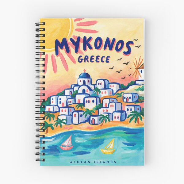 Item preview, Travel poster of Mykonos - Greece with beach, sea and houses designed and sold by PrintableTravel.