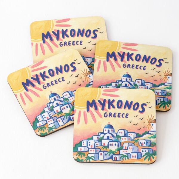 Item preview, Travel poster of Mykonos - Greece with beach, sea and houses designed and sold by PrintableTravel.