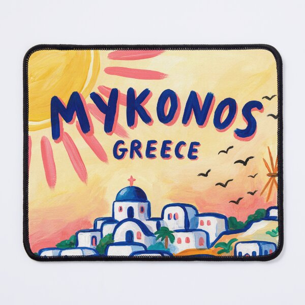 Item preview, Travel poster of Mykonos - Greece with beach, sea and houses designed and sold by PrintableTravel.