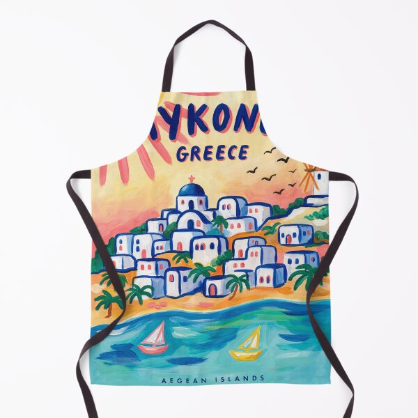 Item preview, Travel poster of Mykonos - Greece with beach, sea and houses designed and sold by PrintableTravel.
