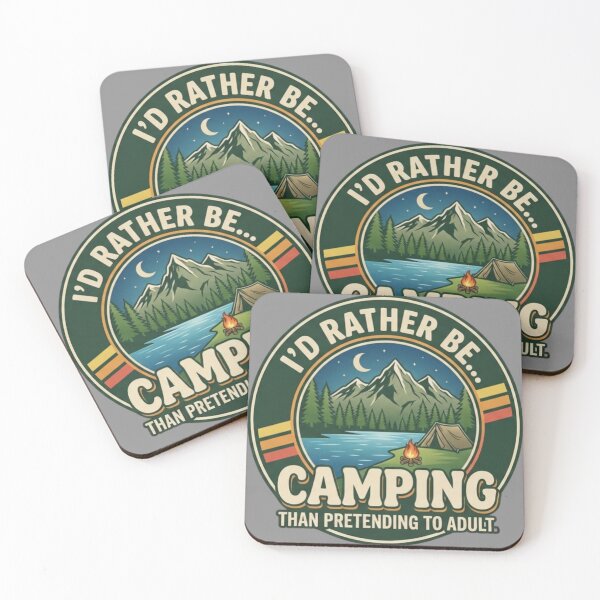 Item preview, I'd rather be camping than pretending to adult. designed and sold by Mad Apparel.