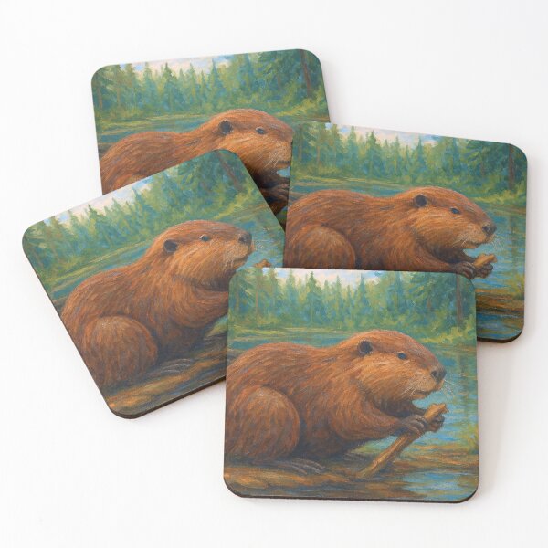 Item preview, a Beaver in nature painting designed and sold by GalleryKauffeld.