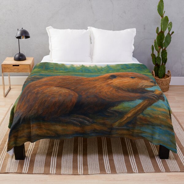 Item preview, a Beaver in nature painting designed and sold by GalleryKauffeld.