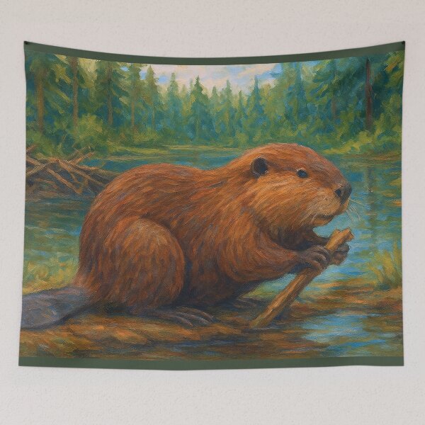Item preview, a Beaver in nature painting designed and sold by GalleryKauffeld.