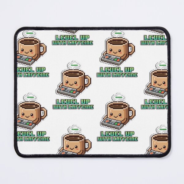 Item preview, Level Up With Caffeine Retro Pixel Art Gamer Coffee designed and sold by Minem39.
