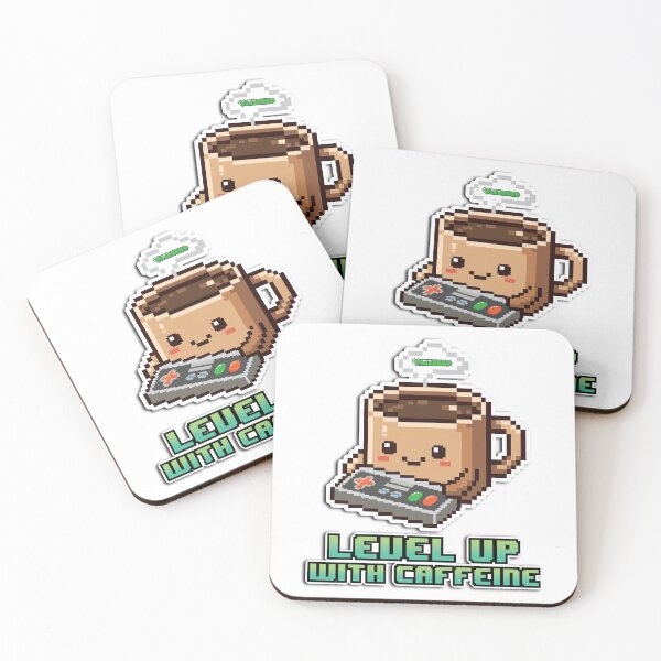 Item preview, Level Up With Caffeine Retro Pixel Art Gamer Coffee designed and sold by Minem39.