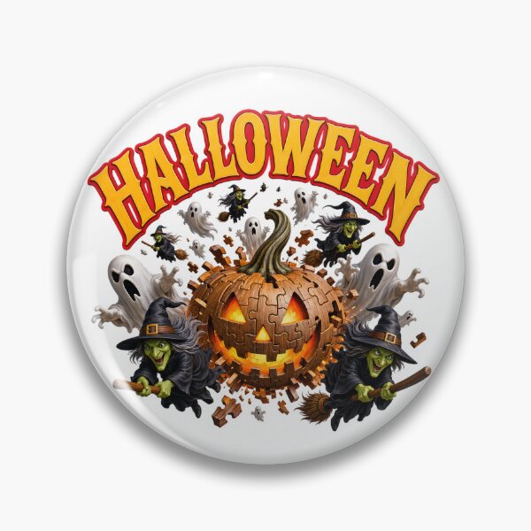 Item preview, Halloween Witch Ghost Exploding Wooden Jigsaw Puzzle designed and sold by VisualVerseLab.