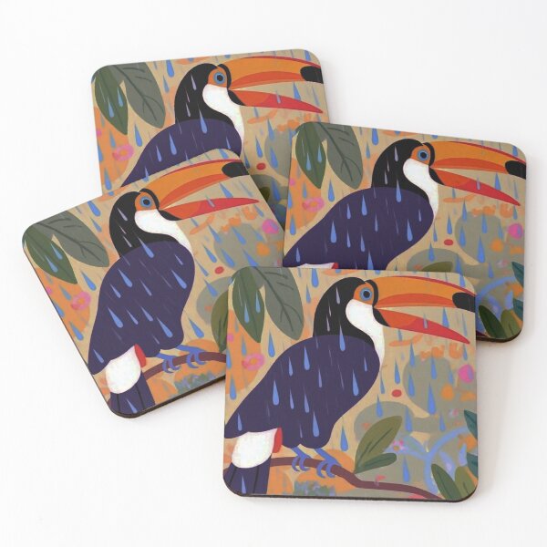 Item preview, Colorful Toucan in the Rain Digital Art Print designed and sold by BLUESKY11a.