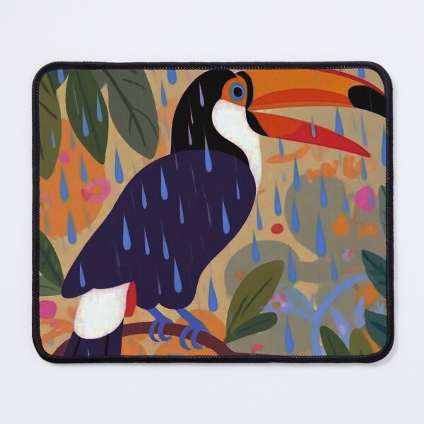 Item preview, Colorful Toucan in the Rain Digital Art Print designed and sold by BLUESKY11a.