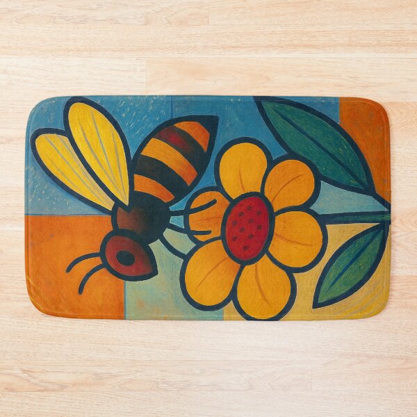 Item preview, A bee on a Flower - a Geometric illustration. designed and sold by GalleryKauffeld.