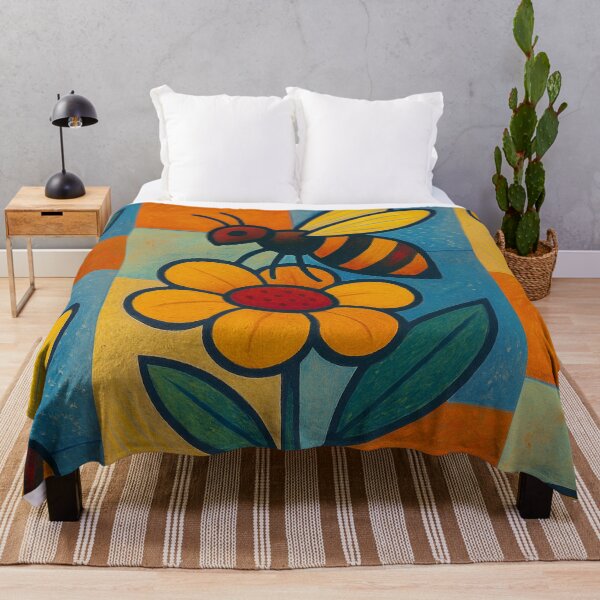 Item preview, A bee on a Flower - a Geometric illustration. designed and sold by GalleryKauffeld.