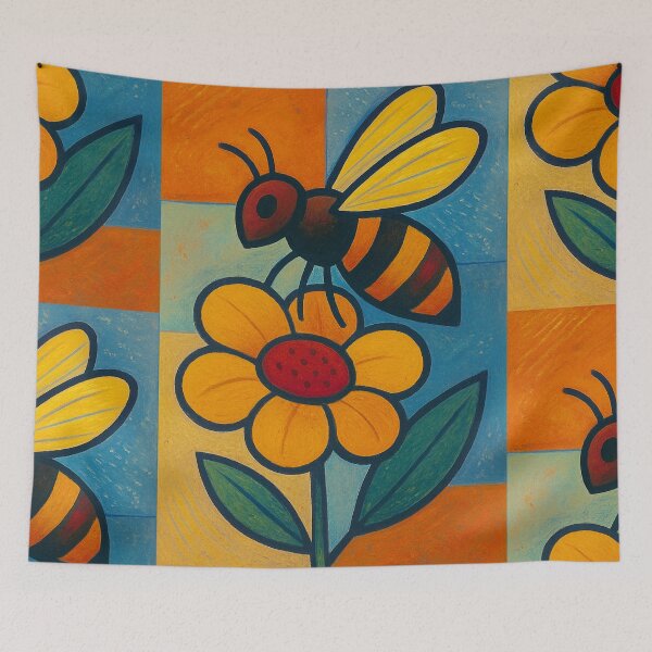 Item preview, A bee on a Flower - a Geometric illustration. designed and sold by GalleryKauffeld.